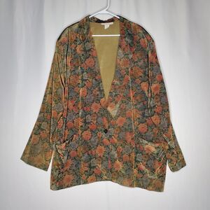 Vtg Venezia Blazer Women 22/24 Floral Shiny 90s